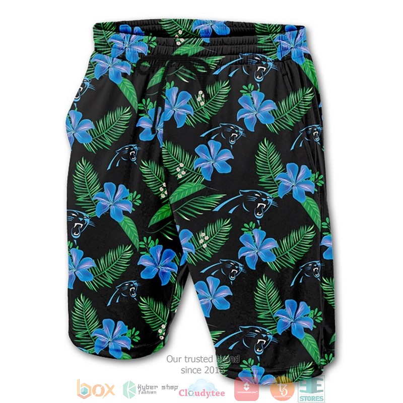 Carolina Panthers Hibiscus Hawaiian Shorts