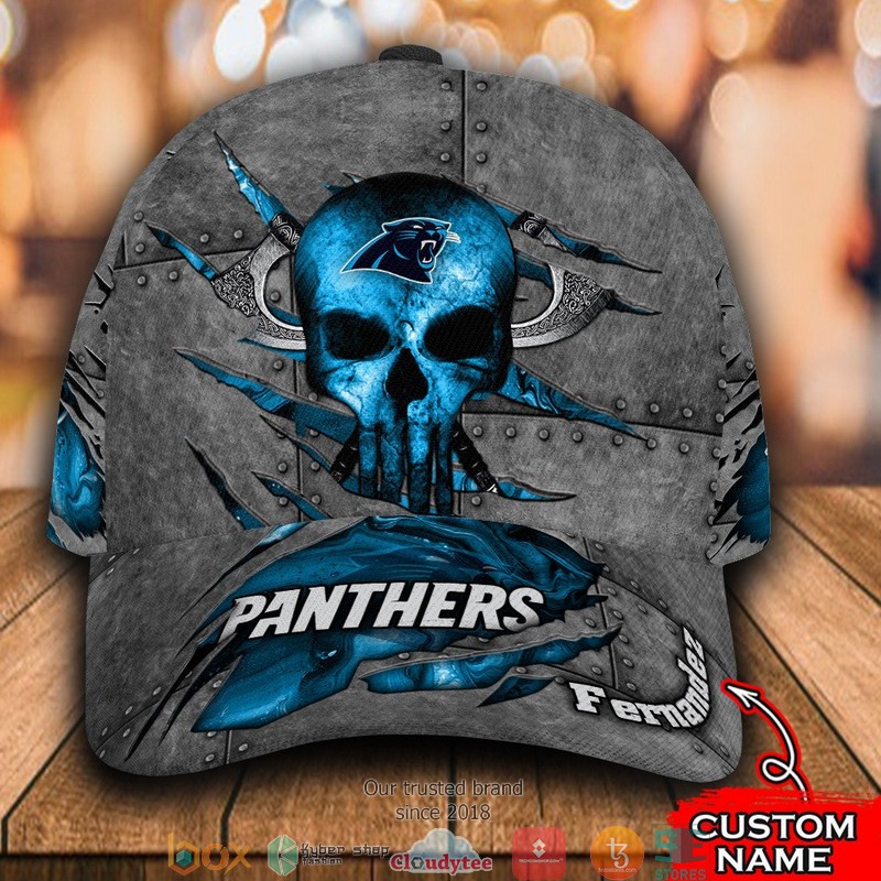 Carolina Panthers Skull NFL Custom Name Cap word3