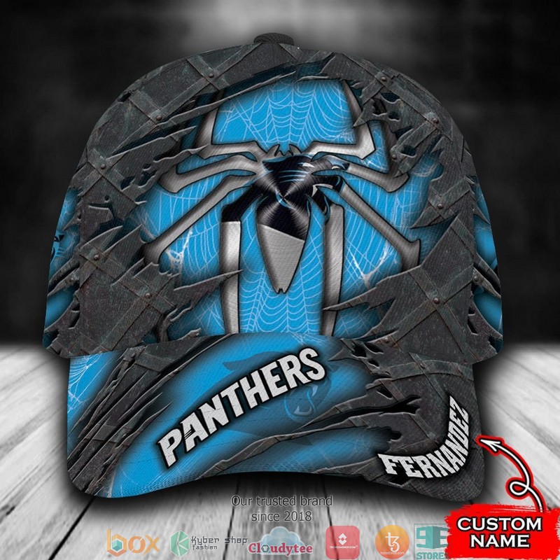 Carolina Panthers Spider Man NFL Custom Name Cap