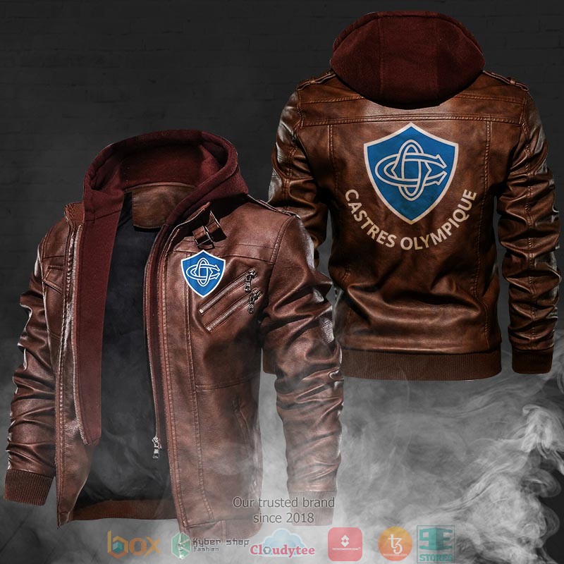 NEW Castres Olympique PU Leather Jacket word2