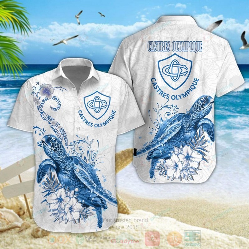 BEST Castres Olympique Turtle Aloha Hawaiian Shirt, Short Pants