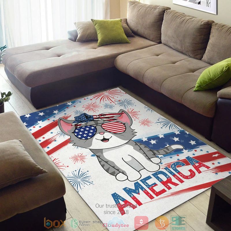 Cat America America Independence day Rug