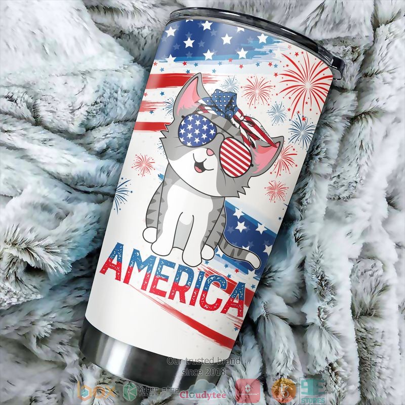 Cat America America Independence day Tumbler