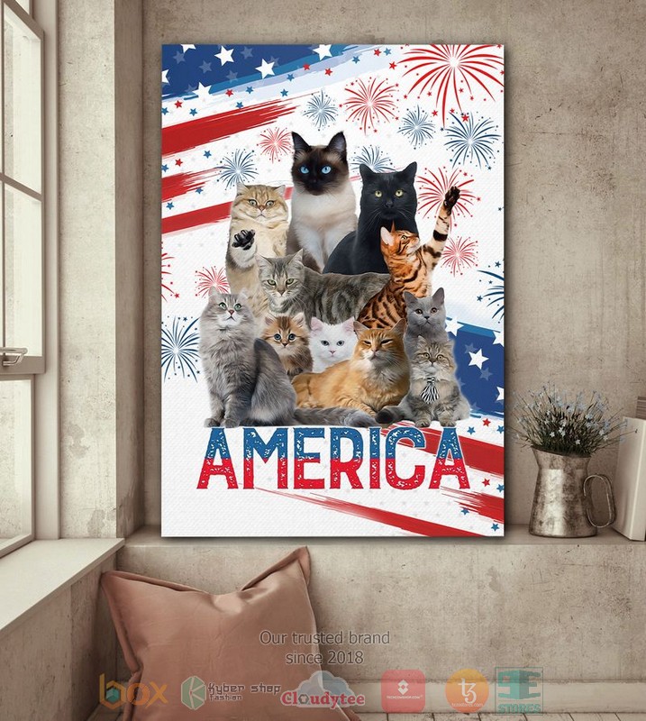 HOT Cat America Independence Day Canvas