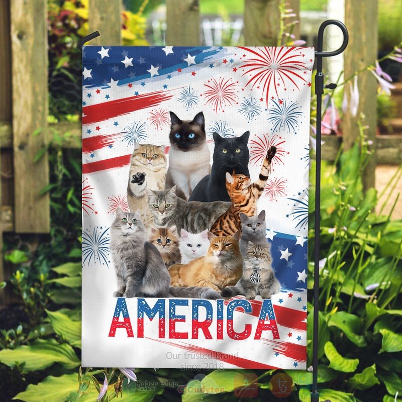 BEST Cats American Independence Day All Over Print Flag