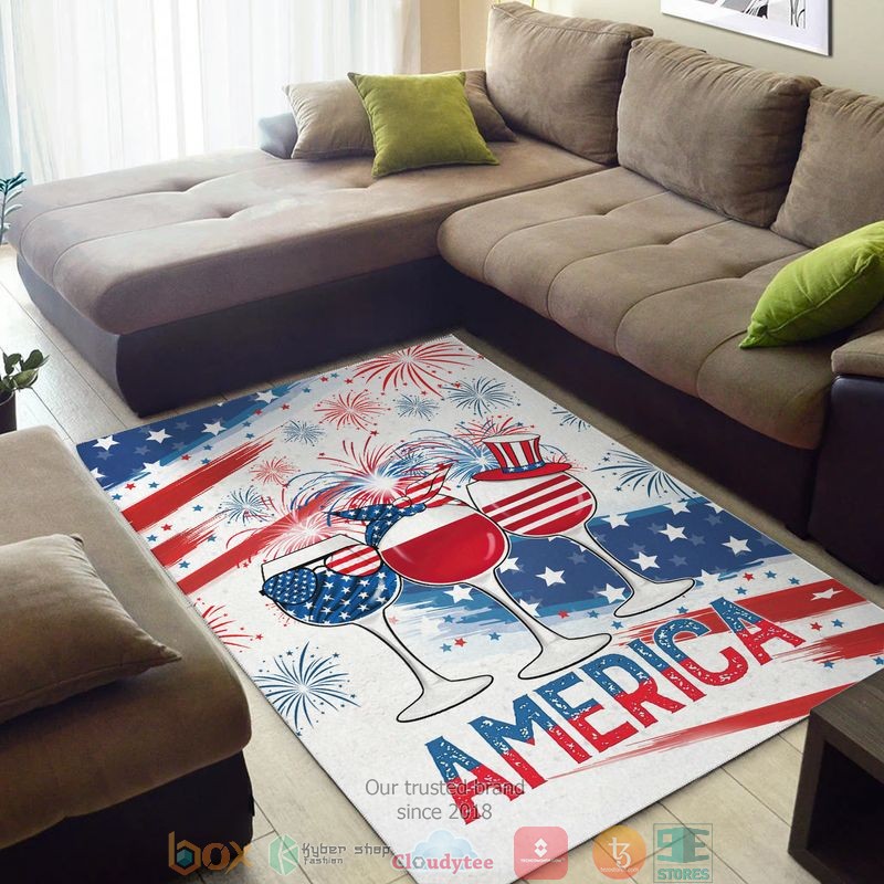 Champagne glass America Independence day Rug