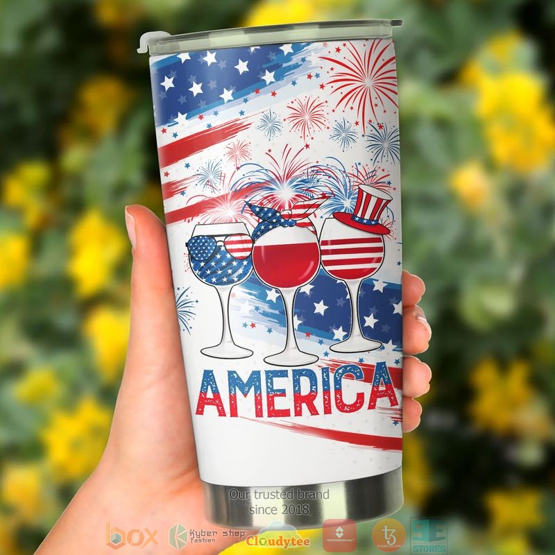 Champagne glass America Independence day Tumbler 3 Champagne glass America Independence day Tumbler word3