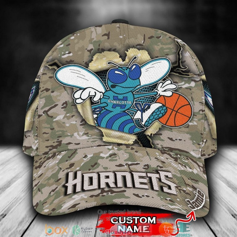 Charlotte Hornets Camo Mascot NBA Custom Name Cap