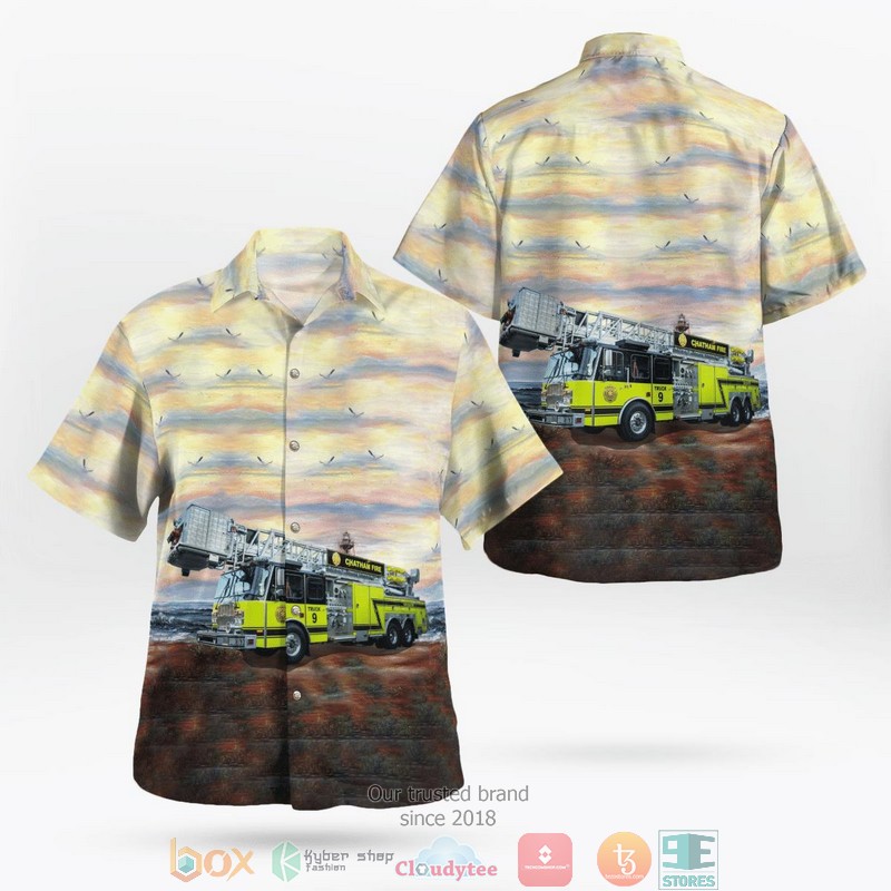 Chatham Emergency Services Savannah Georgia Fire Truck Aloha Shirt word3