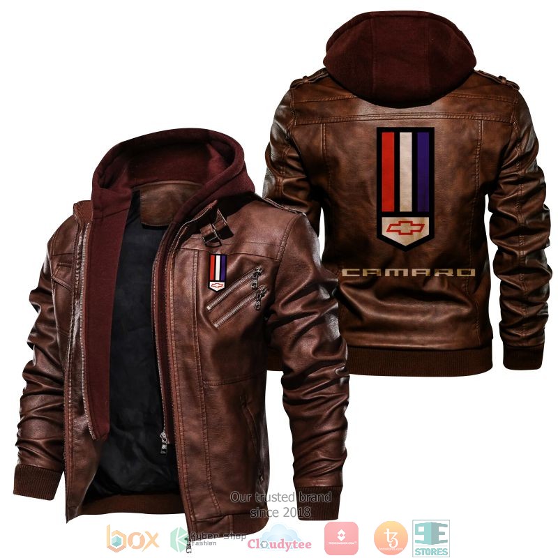 NEW Chevrolet Camaro Logo PU Leather Jacket word2