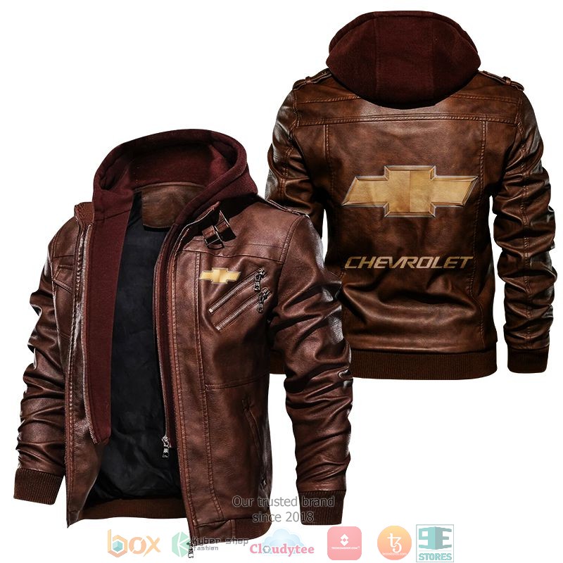 NEW Chevrolet company logo PU Leather Jacket word2