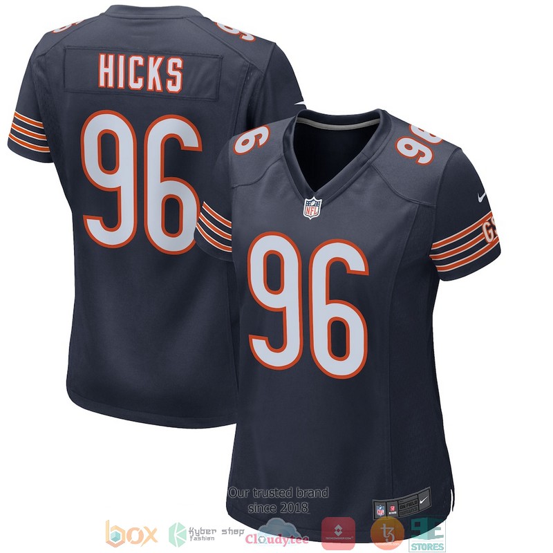 Chicago Bears Akiem Hicks Navy Game Football Jersey word1