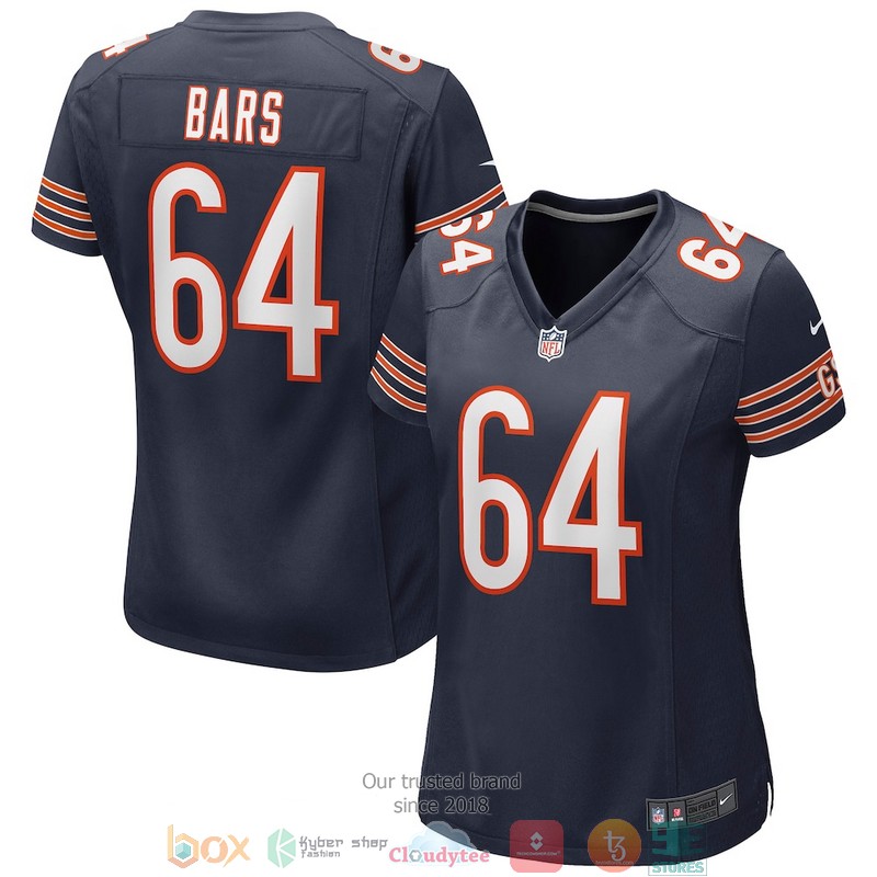 Chicago Bears Alex Bars 64 Navy Football Jersey word2