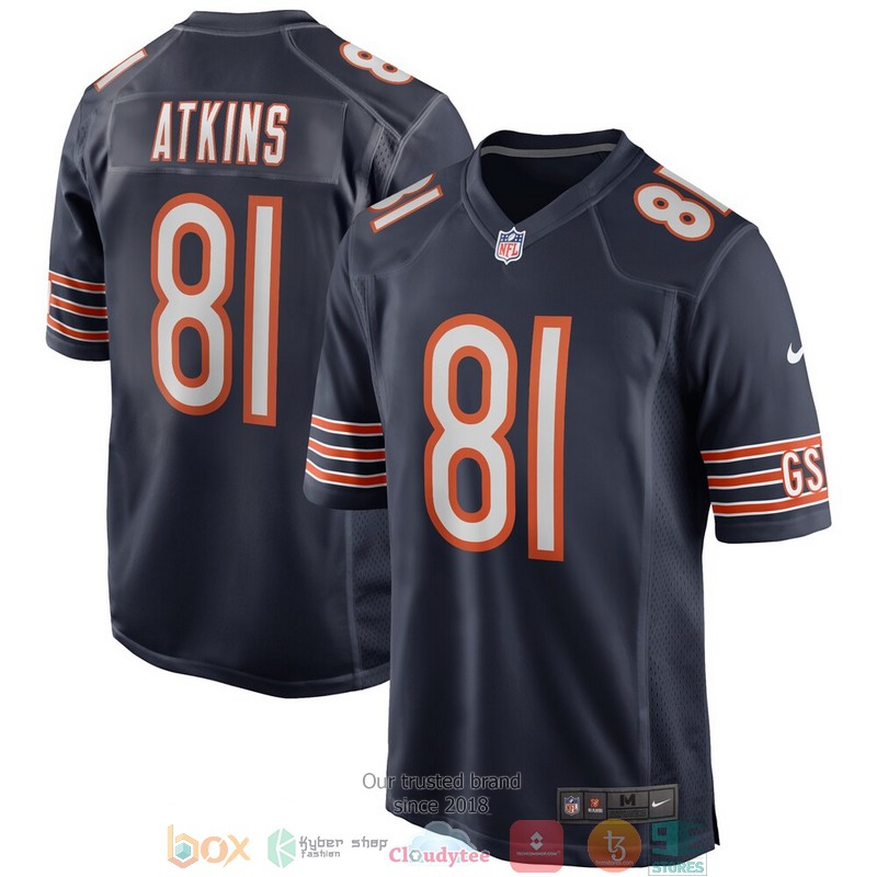 Chicago Bears Doug Atkins Navy Game Retired Football Jersey word1
