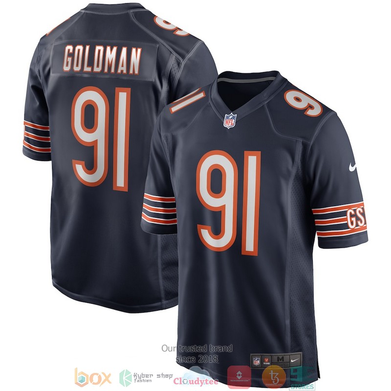 Chicago Bears Eddie Goldman 91 Navy Football Jersey word3