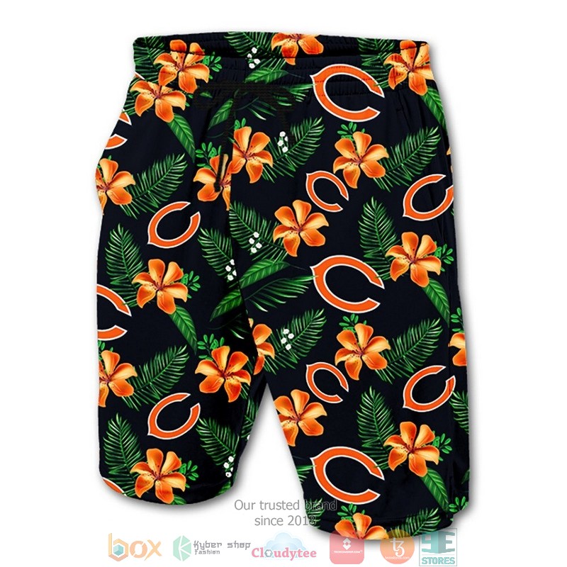 Chicago Bears Hibiscus Hawaiian Shorts