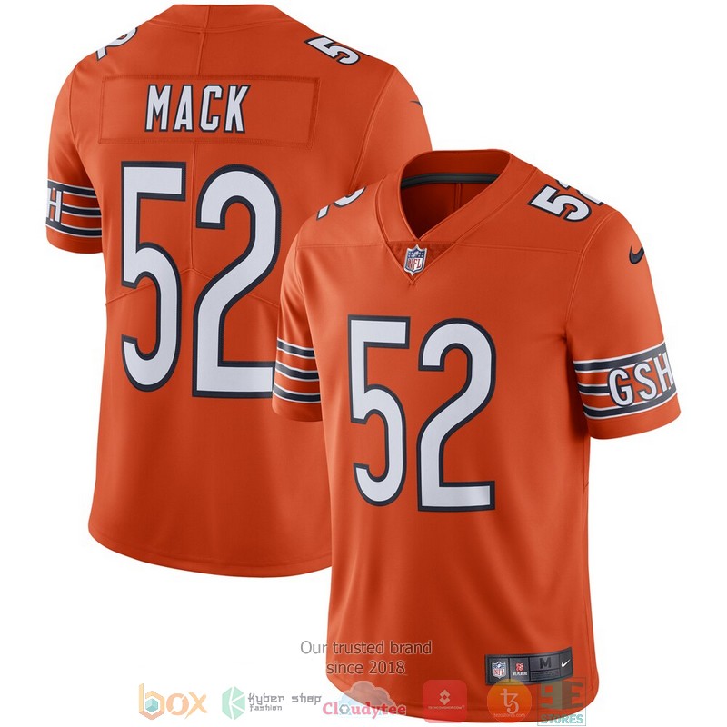 Chicago Bears Khalil Mack Orange Vapor Football Jersey word2