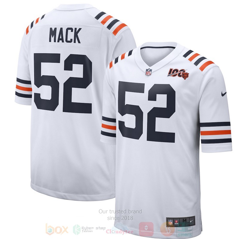 BEST Chicago Bears Khalil Mack White NFL 2019 100th Season Alternate Jersey Football Shirt 2 BEST Chicago Bears Khalil Mack White NFL 2019 100th Season Alternate Jersey Football Shirt word1