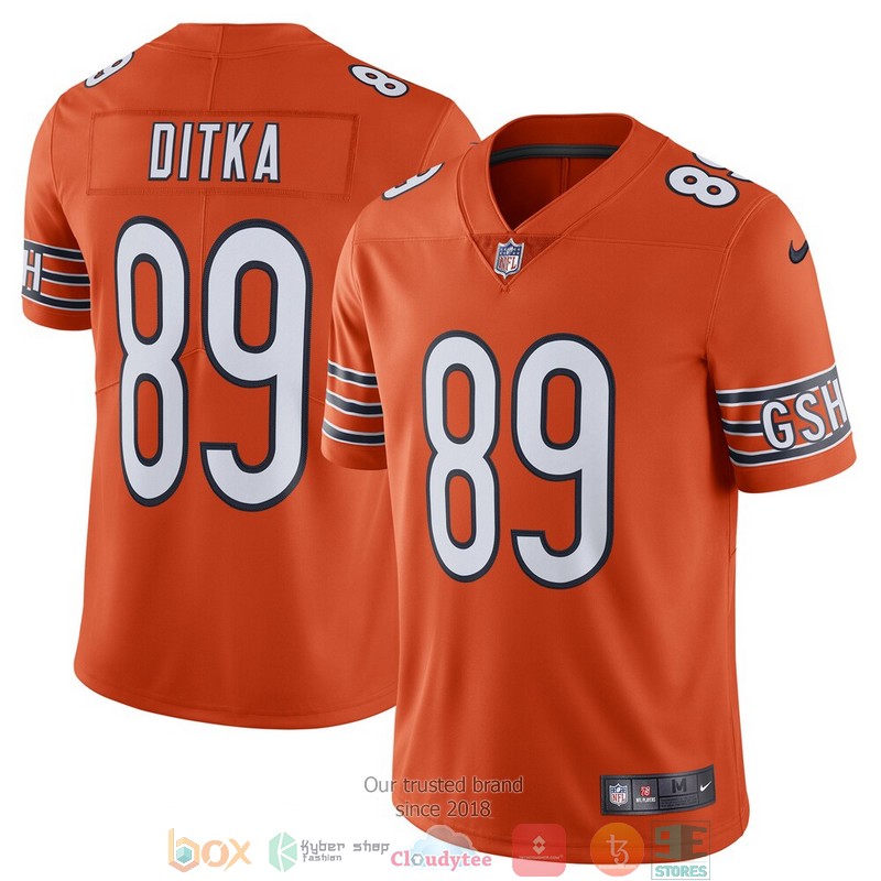Chicago Bears Mike Ditka Orange Alternate Vapor Untouchable Retired Football Jersey word3