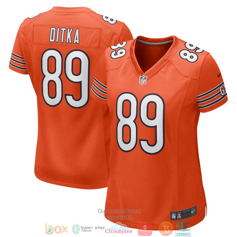Chicago Bears Mike Ditka Orange Retired Football Jersey word3