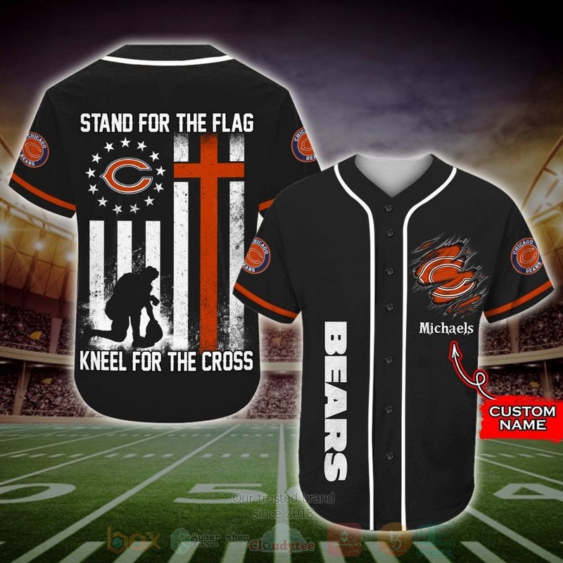 BEST Chicago Bears Custom Black AOP Baseball Jersey word2