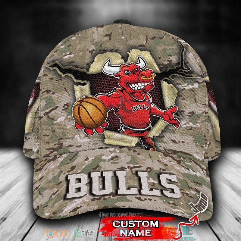 Chicago Bulls Camo Mascot NBA Custom Name Cap