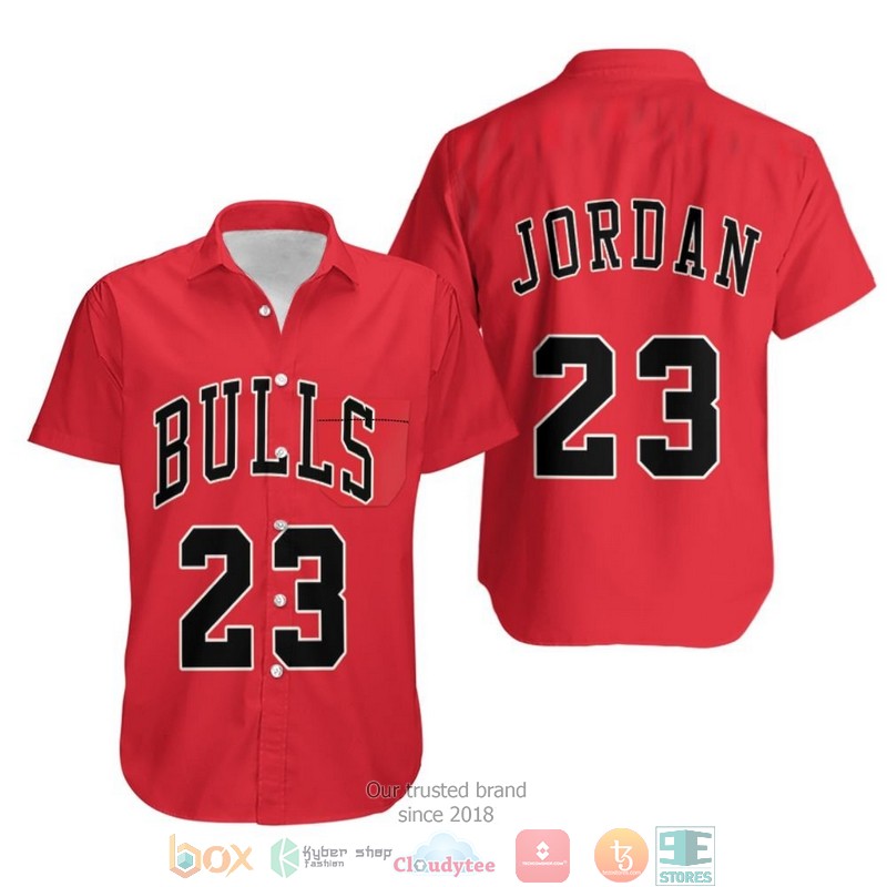 Chicago Bulls Michael Jordan 23 Nba Throwback Red Jersey Inspired Hawaiian Shirt word1