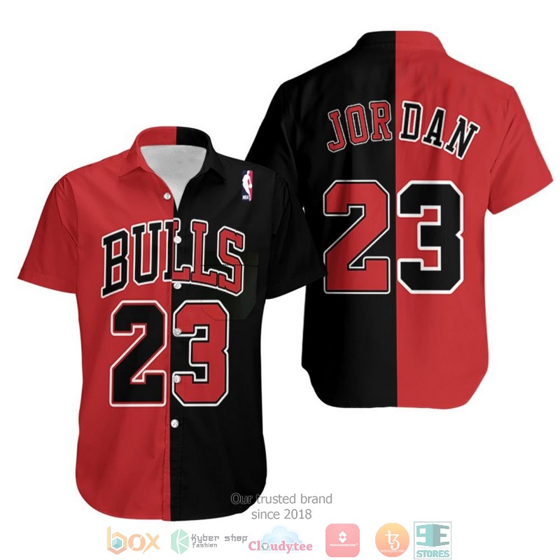Chicago Bulls Michael Jordan 23 Nba Throwback Split Edition Red Black Jersey Inspired Style Hawaiian Shirt 2 Chicago Bulls Michael Jordan 23 Nba Throwback Split Edition Red Black Jersey Inspired Style Hawaiian Shirt word2