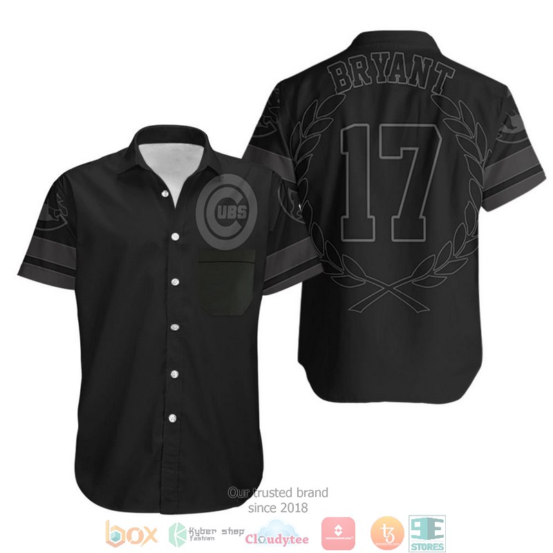 Chicago Cubs Kris Bryant 17 2020 Mlb Black Jersey Inspired Style Hawaiian Shirt word2