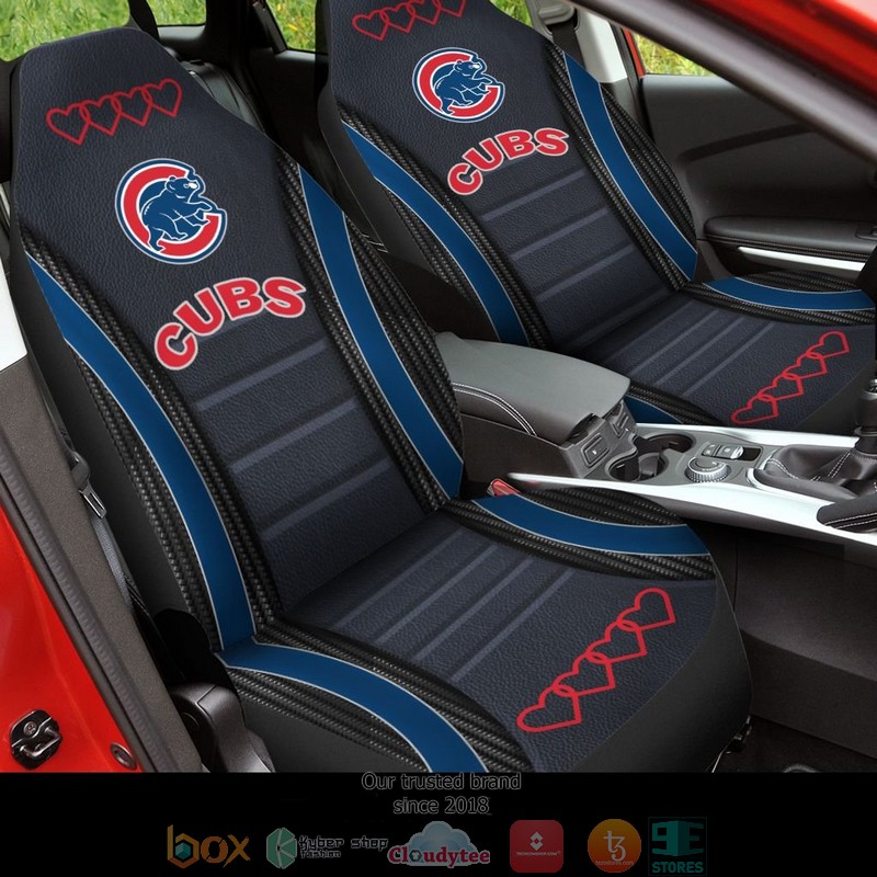 Chicago Cubs Red heart Black Limited Car Seat Covers