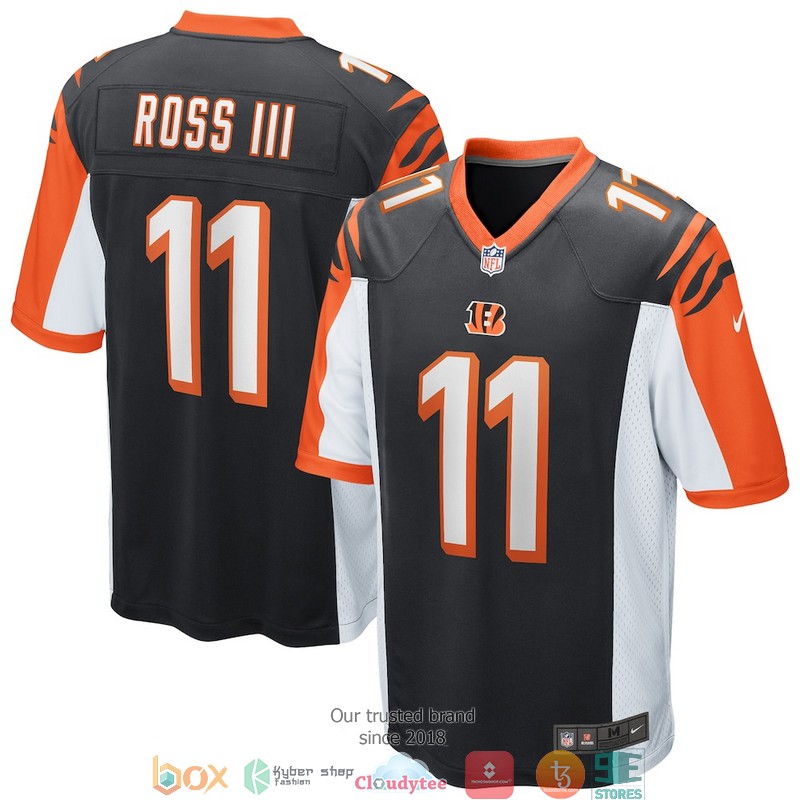 Cincinnati Bengals 11 John Ross III Black Football Jersey word2