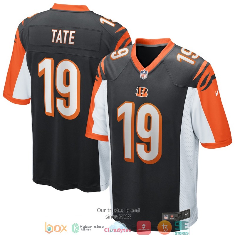 Cincinnati Bengals Auden Tate 19 Black Football Jersey word2