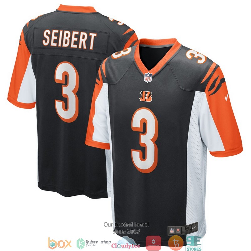 Cincinnati Bengals Austin Seibert Black Football Jersey word3