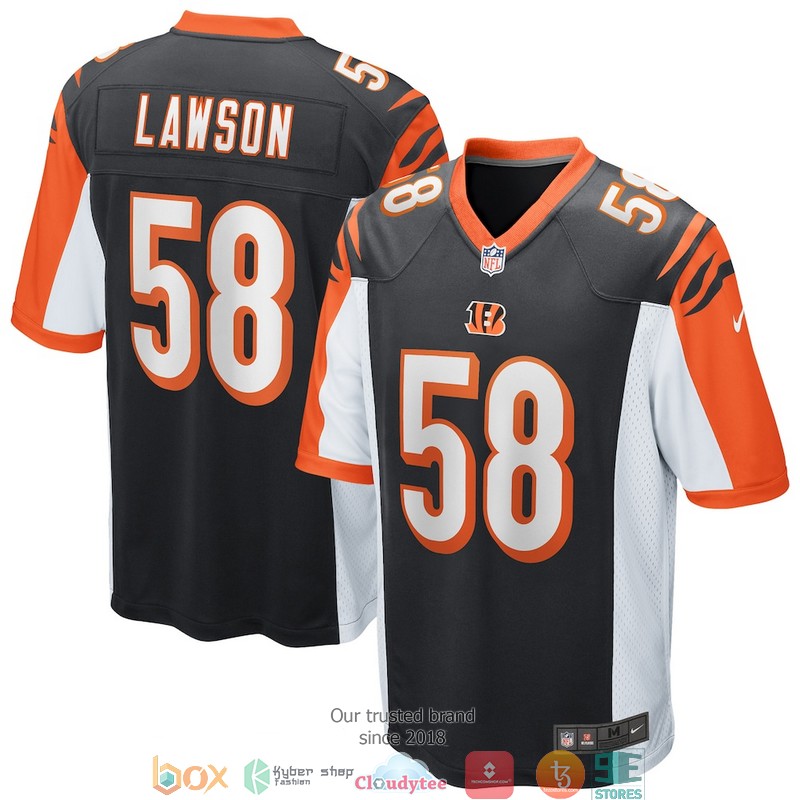Cincinnati Bengals Carl Lawson 58 Black Football Jersey word3