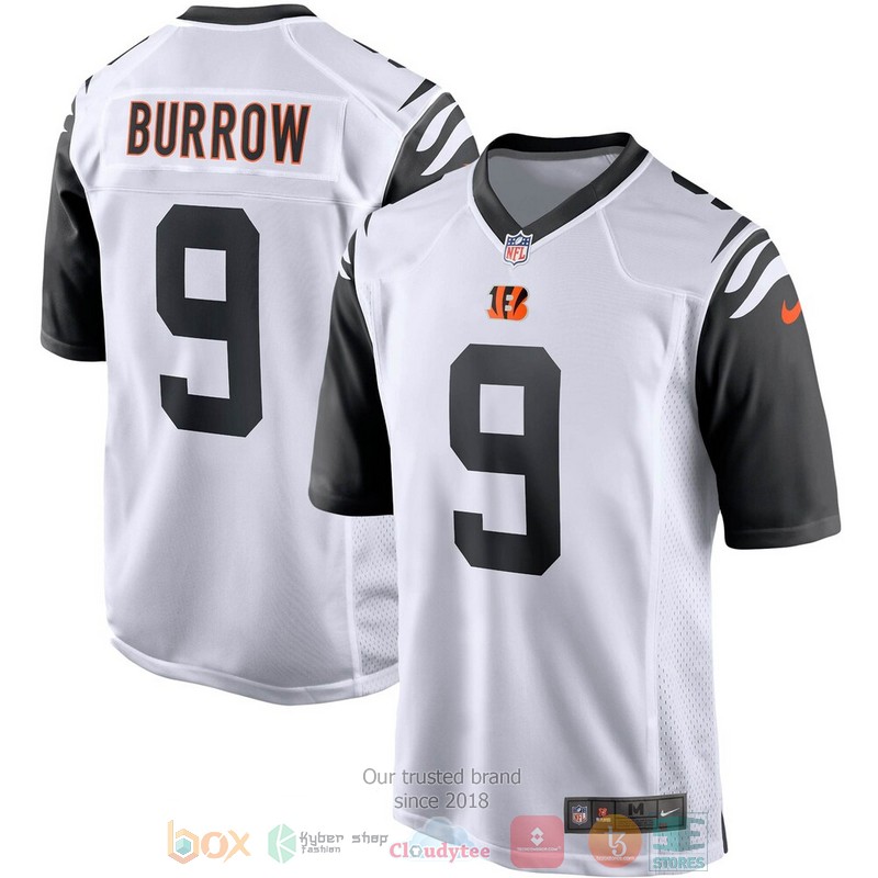 NEW Cincinnati Bengals Joe Burrow White Alternate 2 Game Player Football Jersey word2