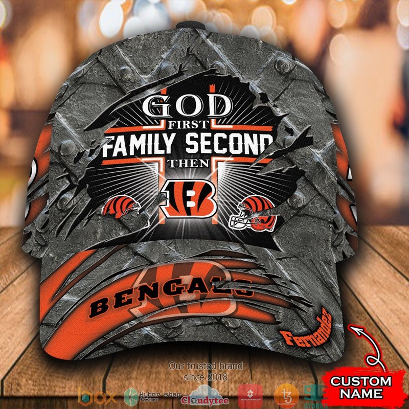 Cincinnati Bengals Luxury NFL God first family second then Custom Name Cap 8 Cincinnati Bengals Luxury NFL God first family second then Custom Name Cap word3