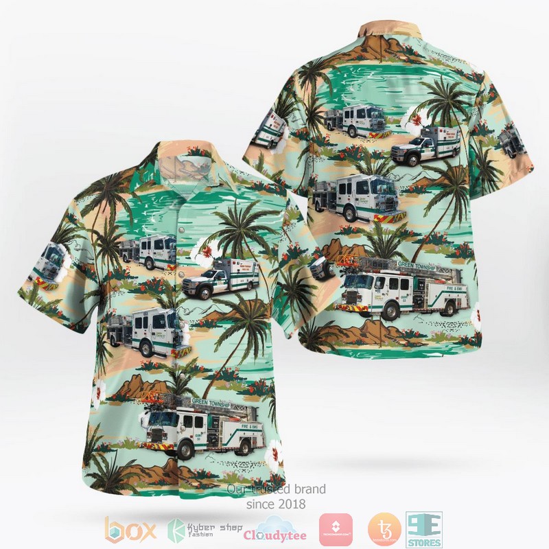 Cincinnati Ohio Green Township Fire & EMS Aloha Shirt word2