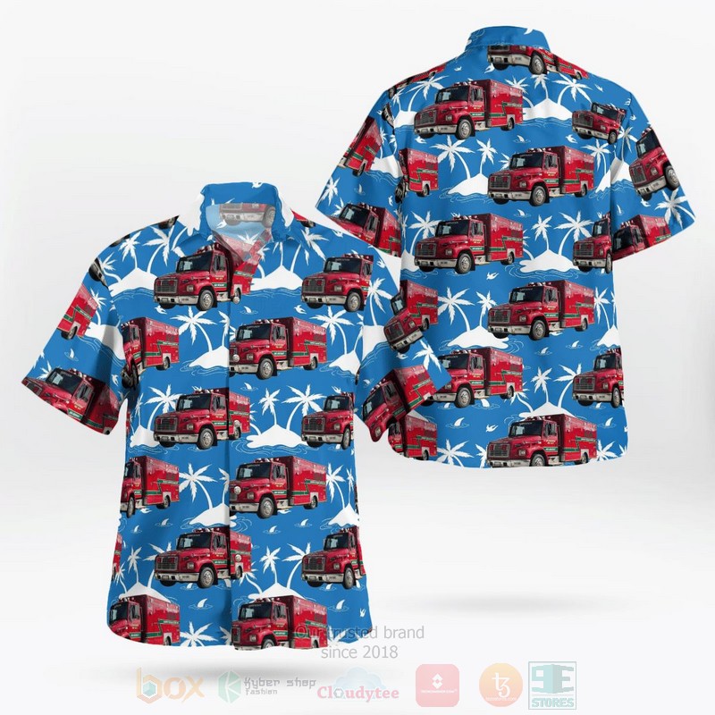 BEST City of Plantation Fire Department, Plantation Florida Blue 3D Aloha Shirt word2