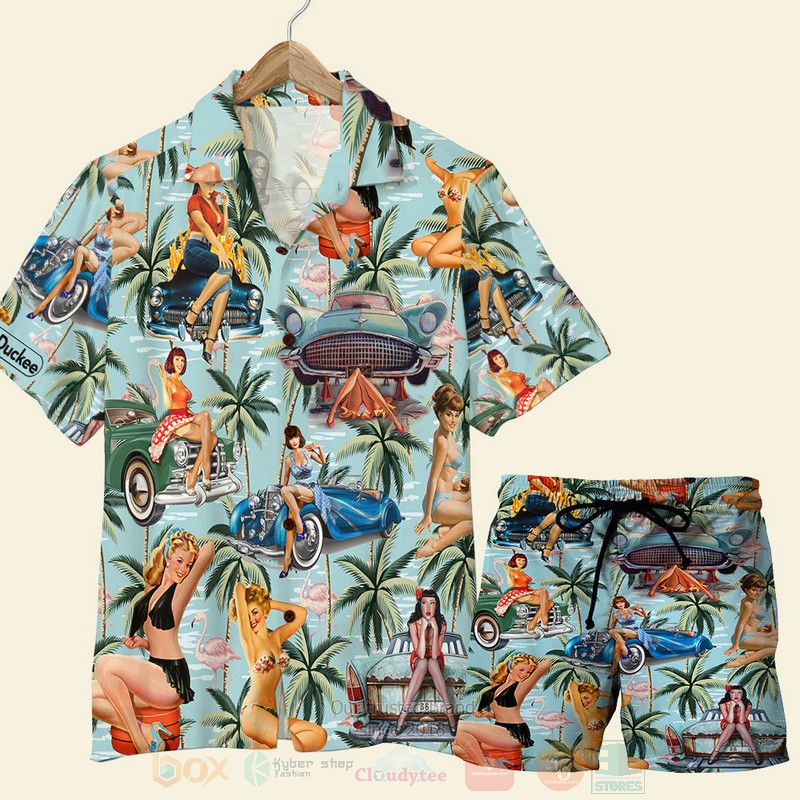 BEST Classic Car Pinup Girl for Car Lovers Aloha Hawaiian Shirt, Short