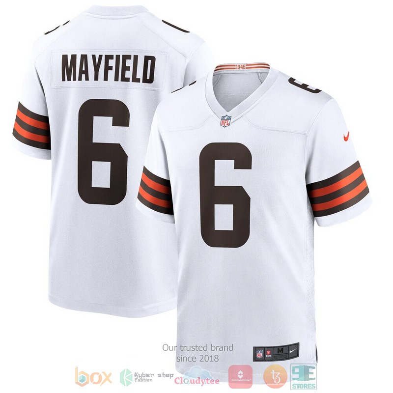 NEW Cleveland Browns Baker Mayfield White Player Football Jersey 1