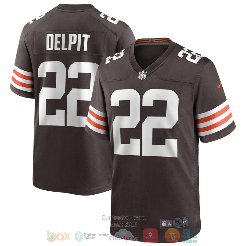 NEW Cleveland Browns Grant Delpit Brown Player Football Jersey 4