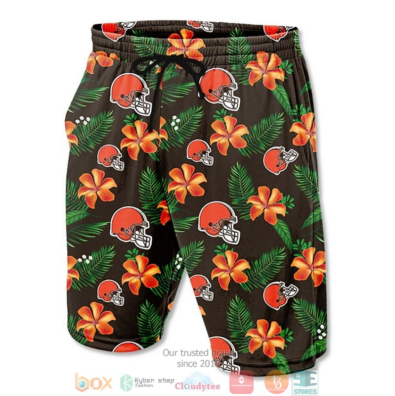 Cleveland Browns Hibiscus Hawaiian Shorts