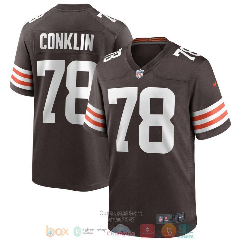 NEW Cleveland Browns Jack Conklin Brown Game Player Football Jersey 6