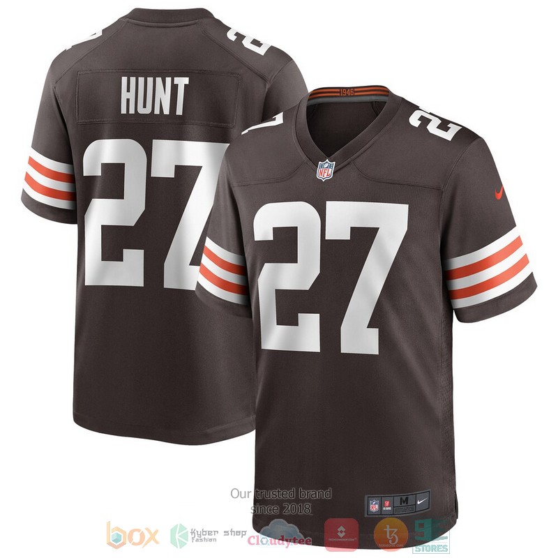 NEW Cleveland Browns Kareem Hunt Brown Player Football Jersey word2
