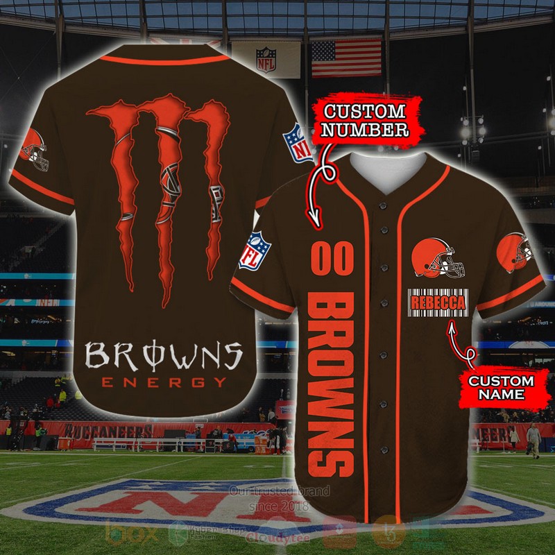 BEST Cleveland Browns, Monster Energy Custom AOP Baseball Jersey word2
