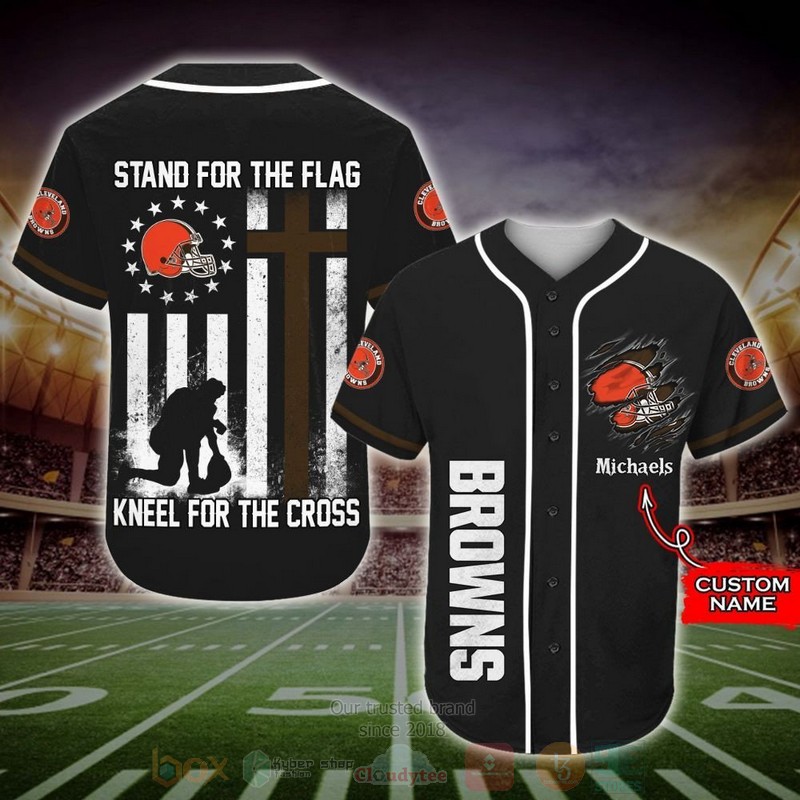 BEST Cleveland Browns Custom Black AOP Baseball Jersey word1
