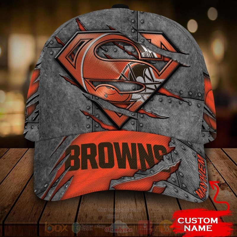 BEST Cleveland Browns NFL Team Superman Custom Name 3D Cap word3