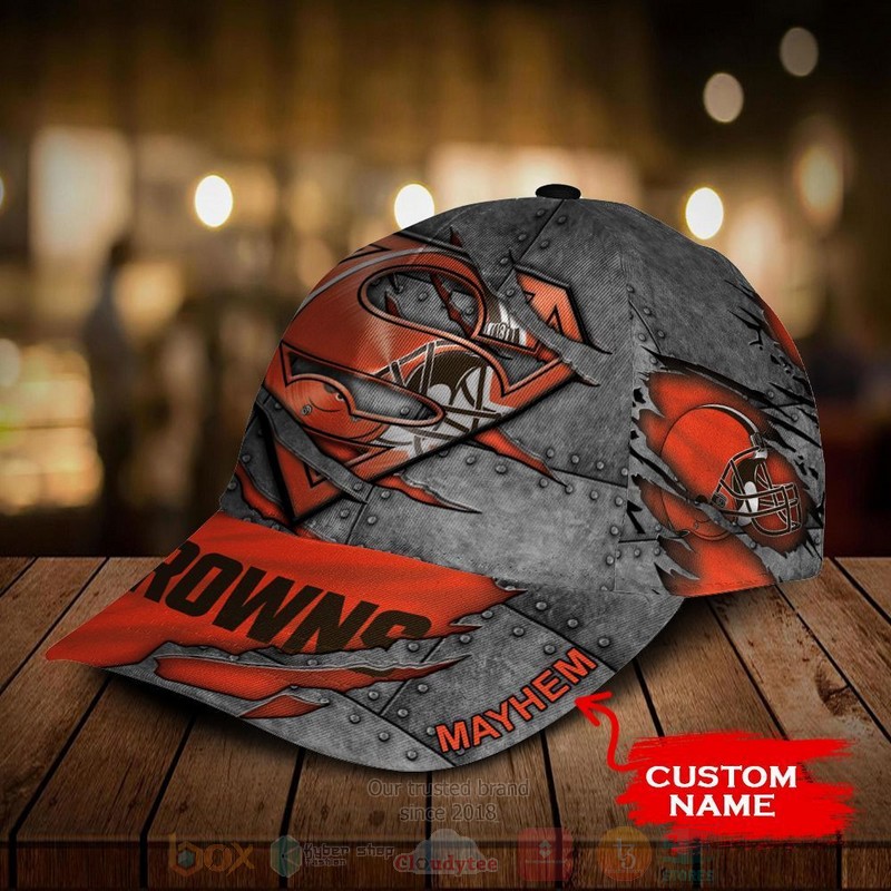 BEST Cleveland Browns NFL Team Superman Custom Name 3D Cap 2 BEST Cleveland Browns NFL Team Superman Custom Name 3D Cap word2