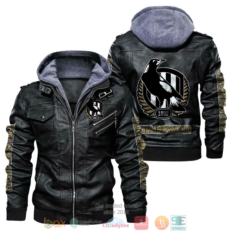 NEW Collingwood Football Club PU Leather Jacket word3