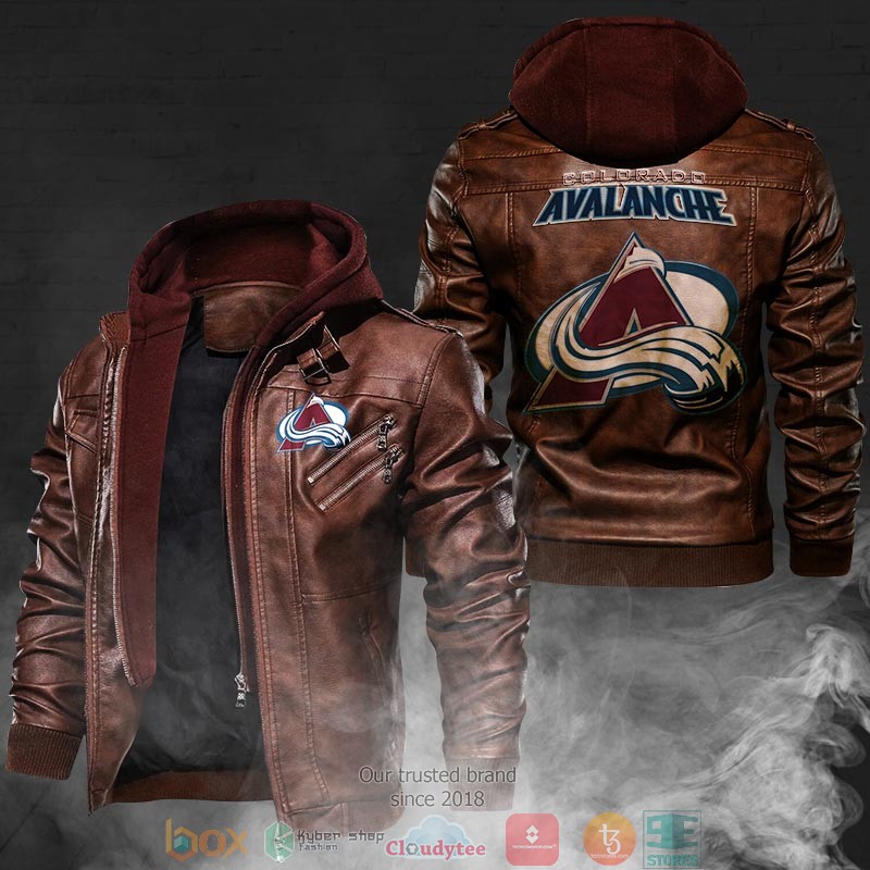 NEW Colorado Avalanche PU Leather Jacket word2